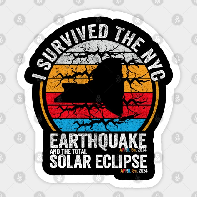 Vintage I Survived the NYC Earthquake and Total Solar Eclipse 2024 Sticker by AngelGurro